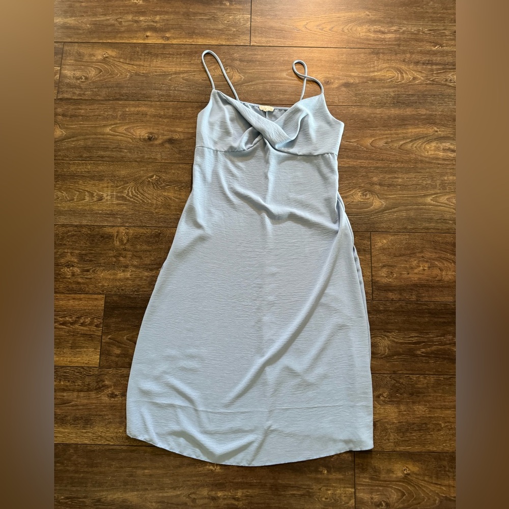 See You Monday Ruched Slip Dress in Blue